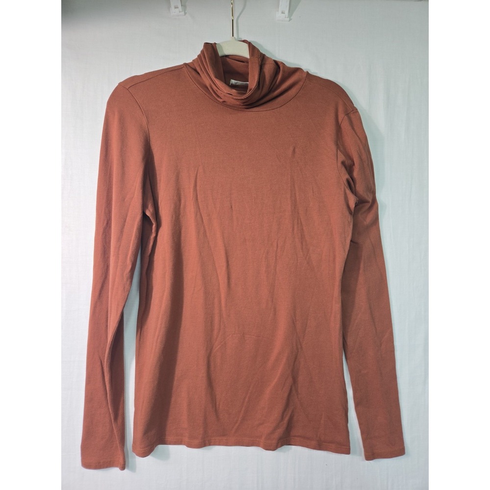 Peruvian Connection Women's M Brown Pima Cotton Modal Turtleneck Tunic Top LS